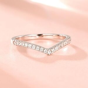 NWOB •Wedding Band Alternative  Cubic Zirconia Eternity Band - Chevron (Size 3)